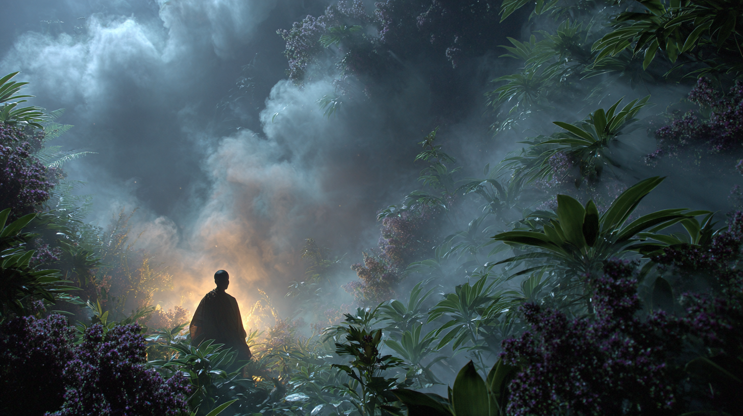 Javanese Luminous Soul in Mystical Jungle with Golden Aura